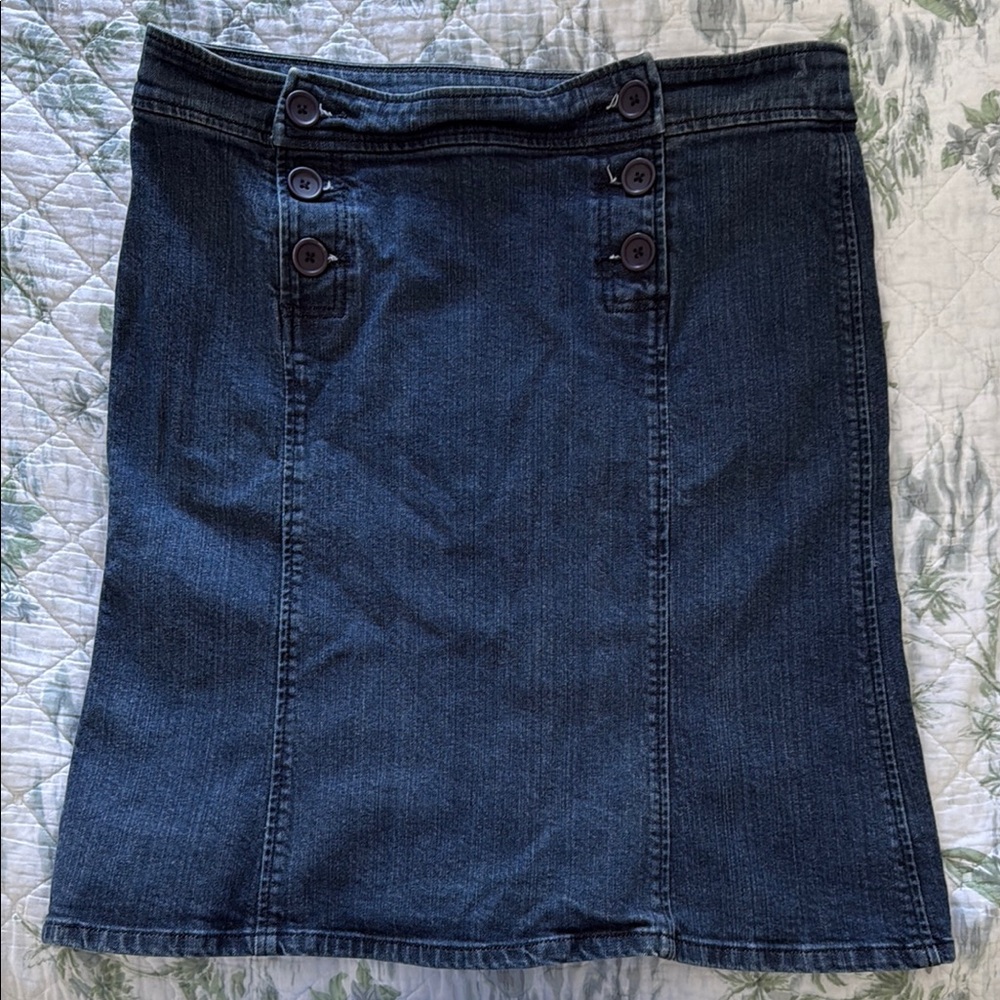 Denim Button-Front Skirt